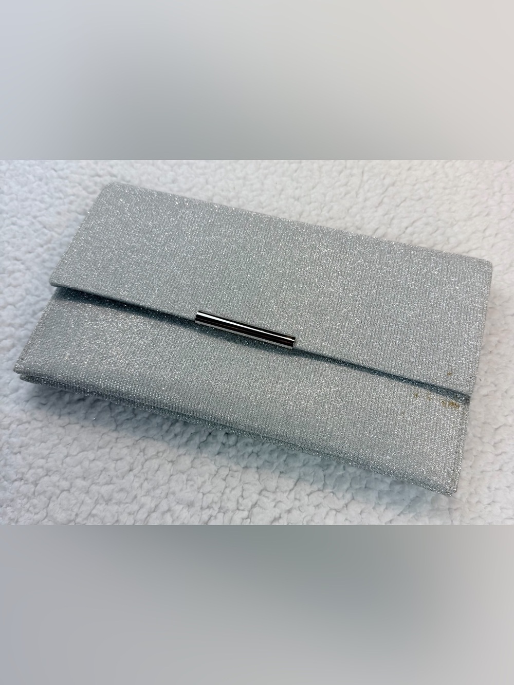 (VTG) LA REGALE • Silver Sparkly Glitter Evening Clutch w/ Chain Strap, OS - Picture 15 of 16